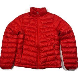 Marmot 700 Down Fill Puffer Coat Ribbed Jacket Womens Small Red Full Zip